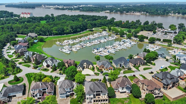 5404 River Creek Ct, Prospect, KY 40059 - aerial overview of property's location with a nearby body of water and numerous boat docks