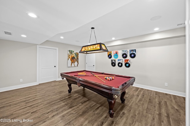 5404 River Creek Ct, Prospect, KY 40059 - recreation room with wood finished floors, pool table, and recessed lighting