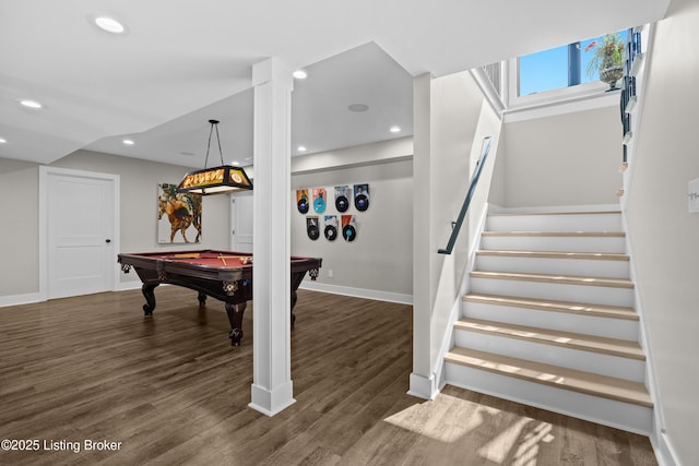 5404 River Creek Ct, Prospect, KY 40059 - game room featuring recessed lighting, wood finished floors, and billiards