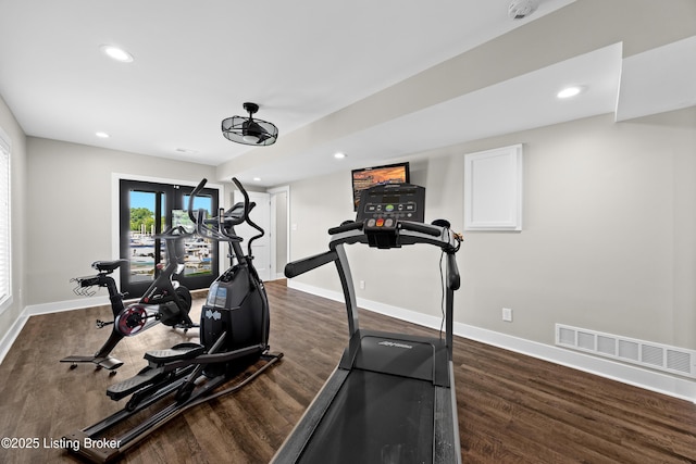 5404 River Creek Ct, Prospect, KY 40059 - workout area with recessed lighting and dark wood-style floors