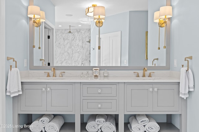 5404 River Creek Ct, Prospect, KY 40059 - bathroom with double vanity and a marble finish shower