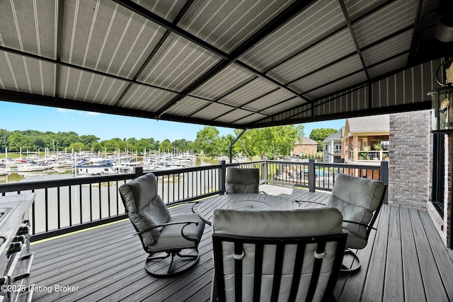 5404 River Creek Ct, Prospect, KY 40059 - wooden deck featuring view of marina and a water view