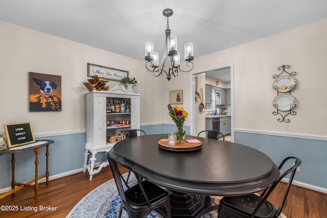 7401 Maria Ave, Louisville, KY 40222 - dining room featuring a chandelier and wood finished floors
