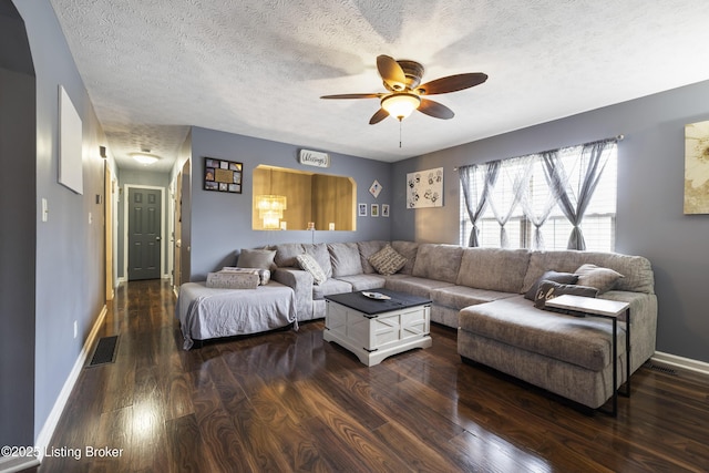 1108 Palisades Dr, Frankfort, KY 40601 - living room featuring wood finished floors, ceiling fan, and a textured ceiling