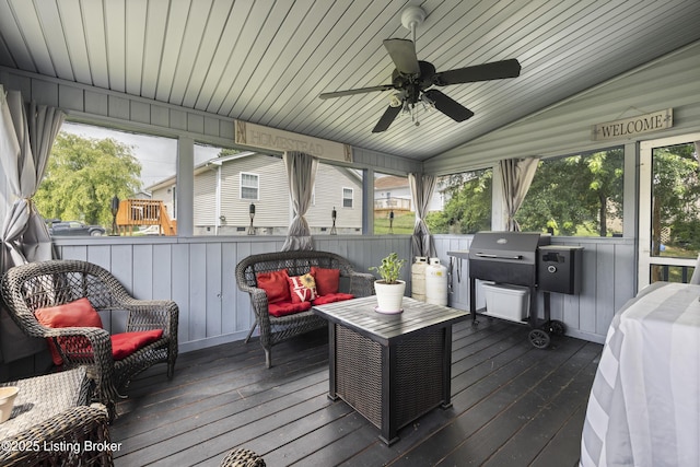 1108 Palisades Dr, Frankfort, KY 40601 - deck with an outdoor living space, ceiling fan, and grilling area