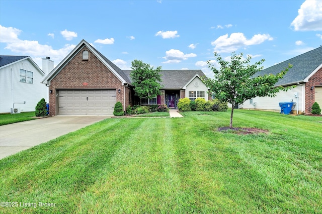 8405 Adams Run Rd, Louisville, KY 40228 - ranch-style house featuring brick siding, an attached garage, driveway, and a front lawn