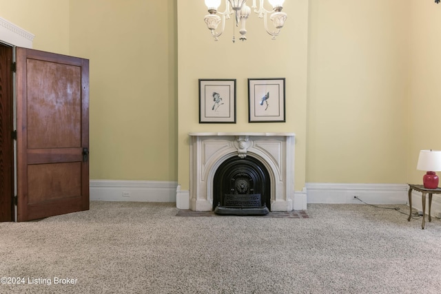 4893 N Preston Way, Shepherdsville, KY 40165 - living area featuring carpet flooring and a chandelier