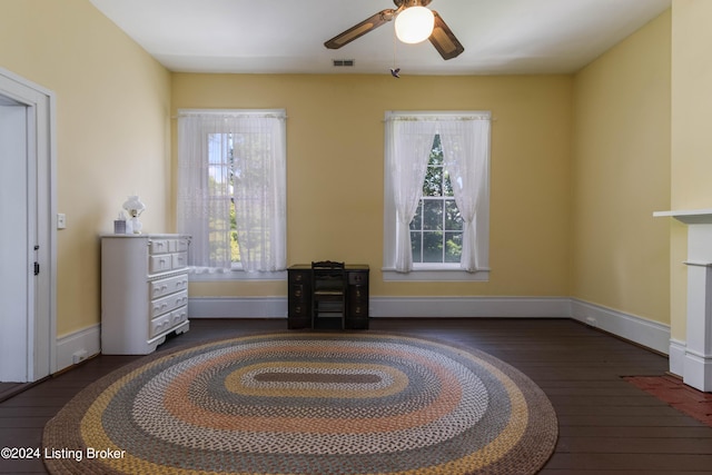 4893 N Preston Way, Shepherdsville, KY 40165 - living room with healthy amount of natural light, wood-type flooring, ceiling fan, and baseboards