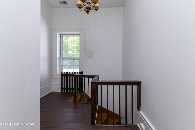4893 N Preston Way, Shepherdsville, KY 40165 - stairs with wood-type flooring and a chandelier