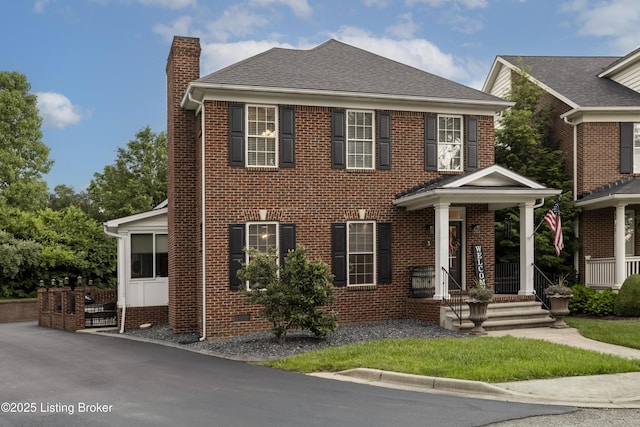 895 Woodlawn Rd Unit 3, Bardstown, KY 40004 - view of front of property with a chimney, brick siding, and a shingled roof