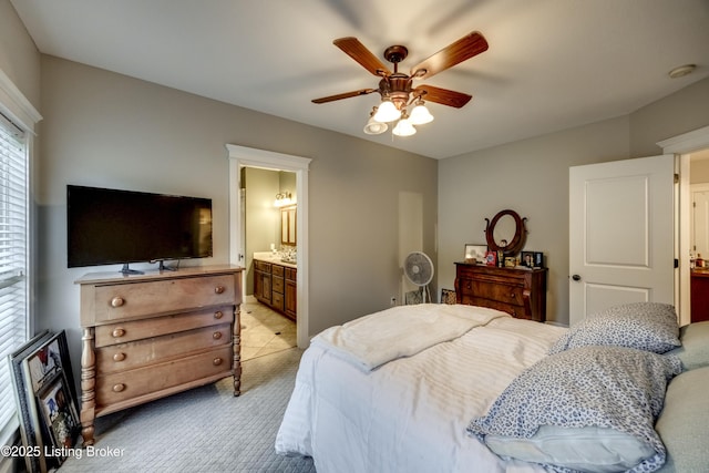895 Woodlawn Rd Unit 3, Bardstown, KY 40004 - bedroom featuring light carpet, a ceiling fan, and ensuite bathroom