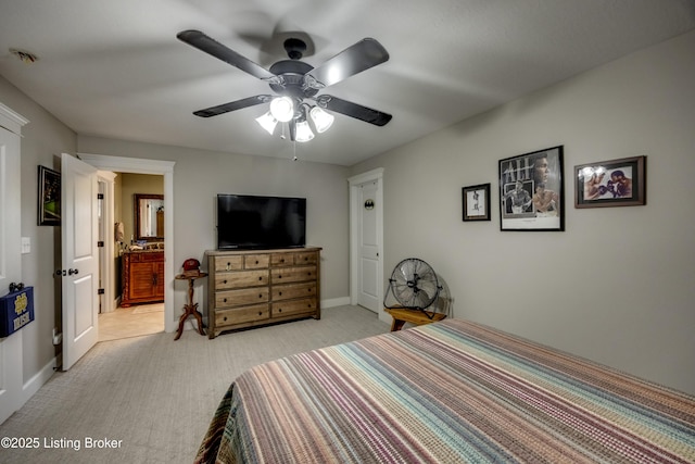 895 Woodlawn Rd Unit 3, Bardstown, KY 40004 - bedroom featuring light carpet, ensuite bathroom, ceiling fan, and baseboards
