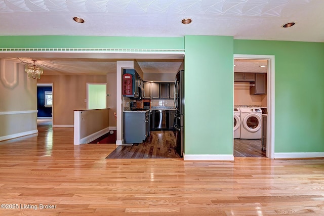 3116 Osprey Rd, Louisville, KY 40213 - kitchen with independent washer and dryer, light wood finished floors, dishwasher, and recessed lighting