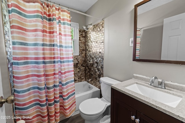 180 Valley Rd, Louisville, KY 40229 - full bathroom with toilet, vanity, and shower / bath combo with shower curtain