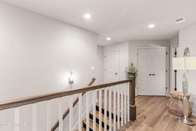 6299 Clore Ln, Crestwood, KY 40014 - corridor featuring an upstairs landing, recessed lighting, and light wood-style floors