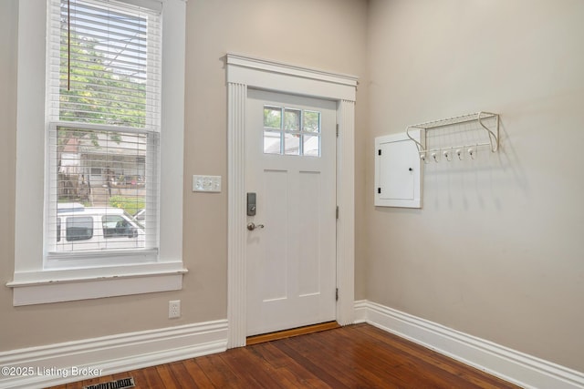 948 Samuel St, Louisville, KY 40204 - foyer with dark wood-type flooring and electric panel