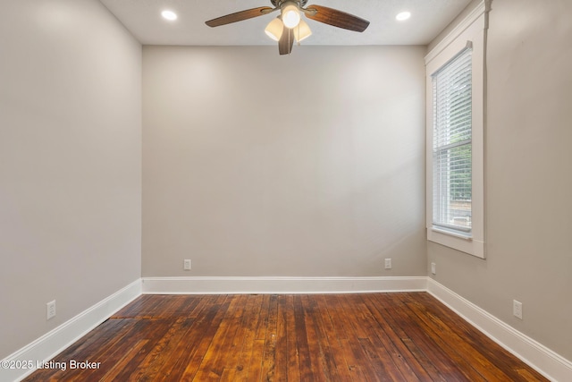 948 Samuel St, Louisville, KY 40204 - spare room featuring dark wood-style floors, a ceiling fan, and recessed lighting