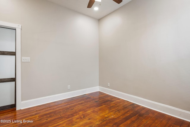 948 Samuel St, Louisville, KY 40204 - empty room featuring a ceiling fan, dark wood finished floors, and recessed lighting