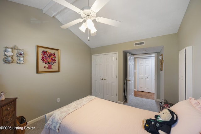 12582 Springfalls Ct, Louisville, KY 40229 - bedroom with carpet flooring, a closet, and a ceiling fan