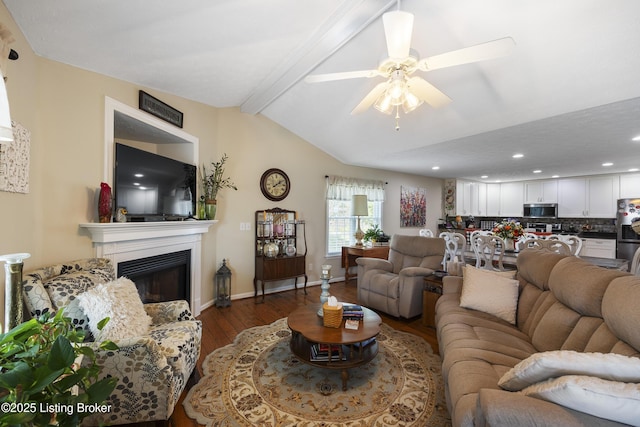 12582 Springfalls Ct, Louisville, KY 40229 - living area with wood finished floors, a fireplace, recessed lighting, and a ceiling fan