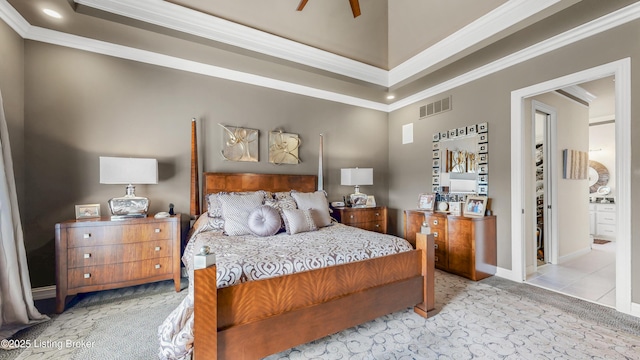 8705 Summit Ridge Dr, Louisville, KY 40241 - bedroom with crown molding, recessed lighting, baseboards, and light carpet