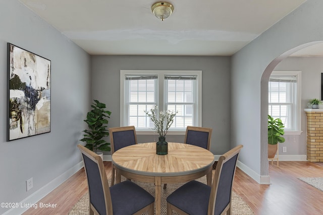 3019 Wirth Ave, Louisville, KY 40217 - dining area with arched walkways and light wood-style floors