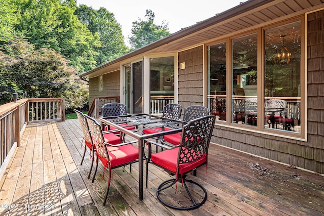 2918 Spickert Knob Rd, Floyds Knobs, IN 47119 - wooden terrace with outdoor dining area