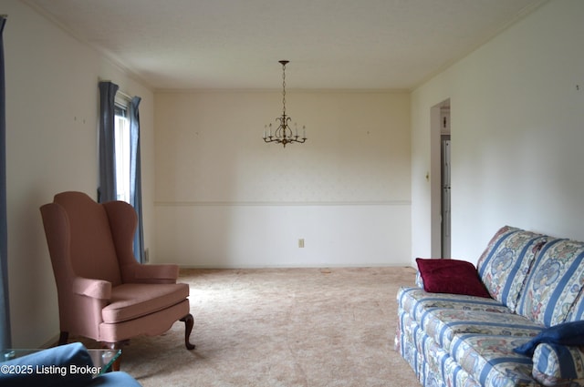 8413 Old Boundary Rd, Louisville, KY 40291 - sitting room with carpet floors and a chandelier