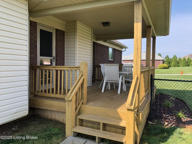 149 Wood Gate Dr, Mt Washington, KY 40047 - wooden terrace featuring outdoor dining space