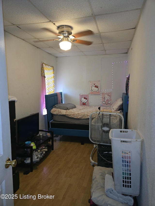 2426 Rowan St, Louisville, KY 40212 - bedroom with a paneled ceiling, wood finished floors, and ceiling fan