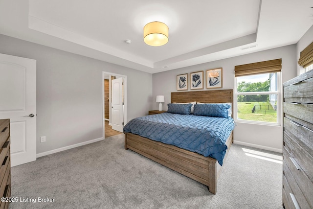 19136 Catalpa Fields Pl, Louisville, KY 40023 - carpeted bedroom with a tray ceiling and baseboards