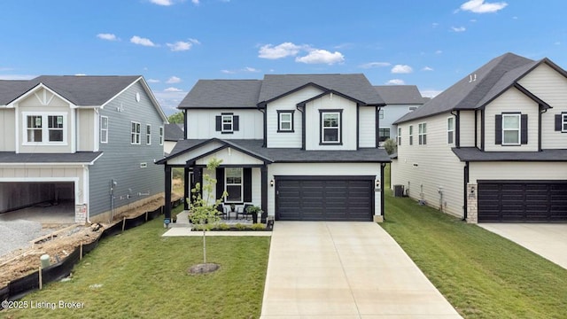 19136 Catalpa Fields Pl, Louisville, KY 40023 - view of front of home with an attached garage, a front yard, driveway, and a porch