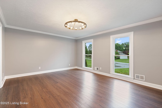 3627 E Locust Cir, Prospect, KY 40059 - empty room featuring a chandelier, dark wood-style flooring, and ornamental molding