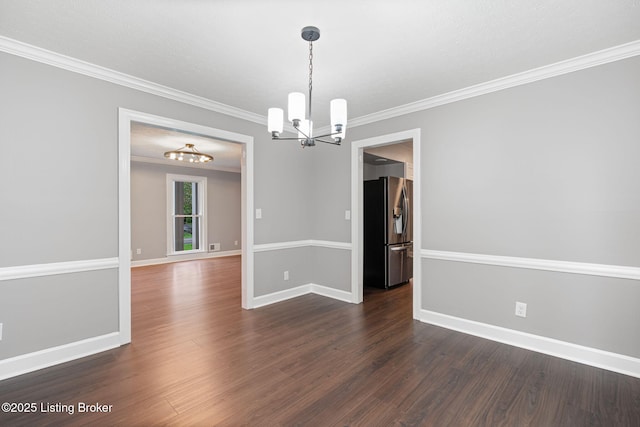 3627 E Locust Cir, Prospect, KY 40059 - spare room with a chandelier, crown molding, and dark wood-style flooring