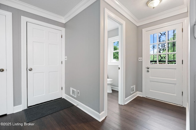 3627 E Locust Cir, Prospect, KY 40059 - entrance foyer featuring dark wood-type flooring and ornamental molding