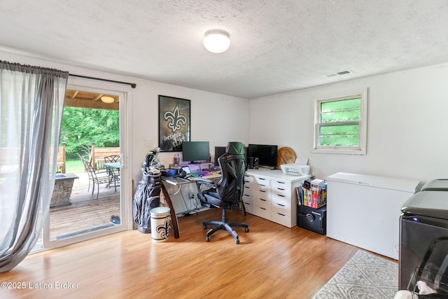 703 Cheri Way, Fairdale, KY 40118 - office space with washer and clothes dryer, wood finished floors, and a textured ceiling