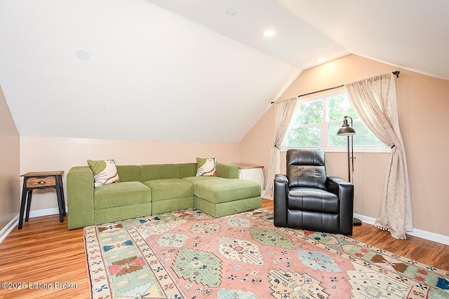 114 S Crestmoor Ave, Louisville, KY 40206 - living room with light wood-type flooring, lofted ceiling, and recessed lighting