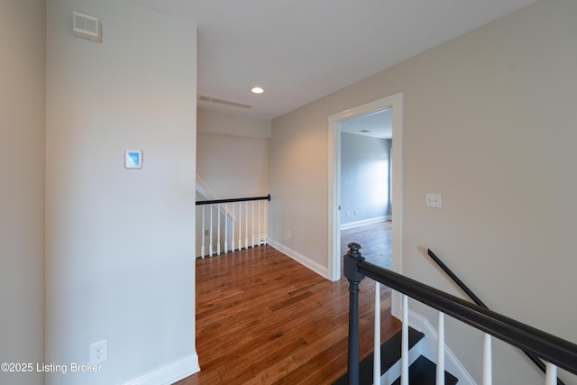 6205 Elizabeth Ct, Prospect, KY 40059 - hallway featuring an upstairs landing, wood finished floors, and recessed lighting