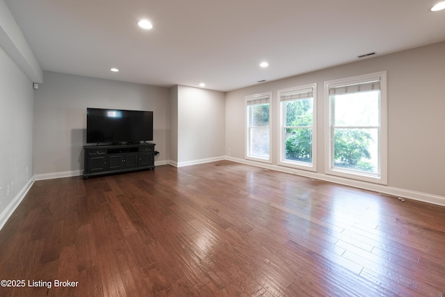 6205 Elizabeth Ct, Prospect, KY 40059 - unfurnished living room with wood-type flooring and recessed lighting