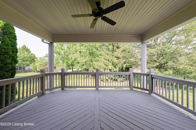 6205 Elizabeth Ct, Prospect, KY 40059 - wooden terrace with ceiling fan