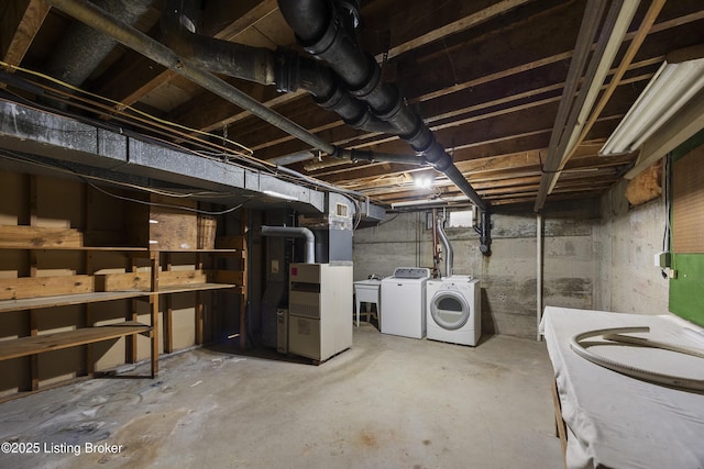 6704 Hollow Tree Rd, Louisville, KY 40228 - unfinished below grade area with washing machine and clothes dryer and heating unit