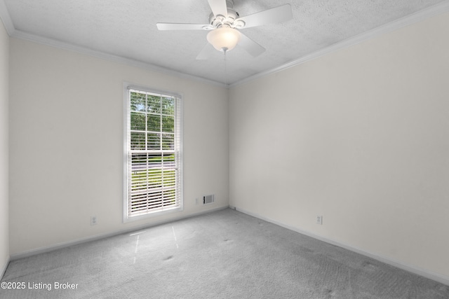 1211 Nightingale Ln, Goshen, KY 40026 - unfurnished room with carpet, ornamental molding, a ceiling fan, and a textured ceiling