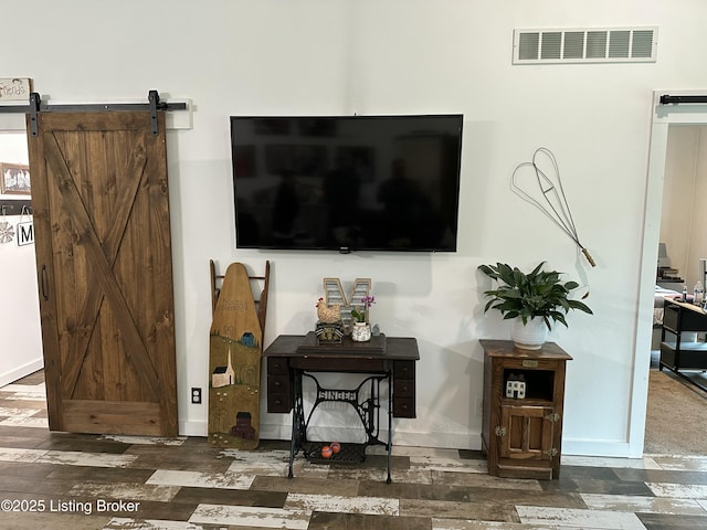 9115 Independence School Rd, Louisville, KY 40228 - living room featuring wood finished floors and a barn door