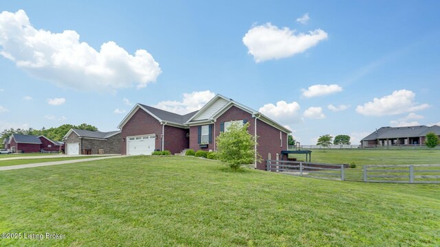 57 Pilots Way, Taylorsville, KY 40071 - ranch-style house with brick siding, an attached garage, and concrete driveway