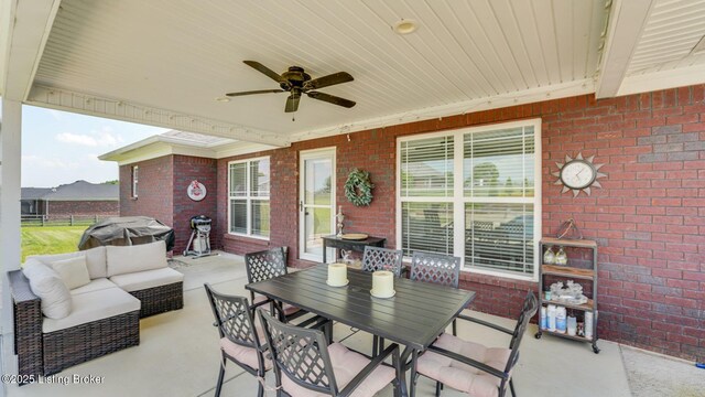 57 Pilots Way, Taylorsville, KY 40071 - view of patio with ceiling fan, outdoor lounge area, grilling area, and outdoor dining space