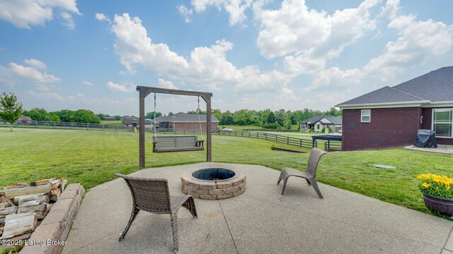 57 Pilots Way, Taylorsville, KY 40071 - view of patio with a fire pit, a view of rural / pastoral area, and a grill