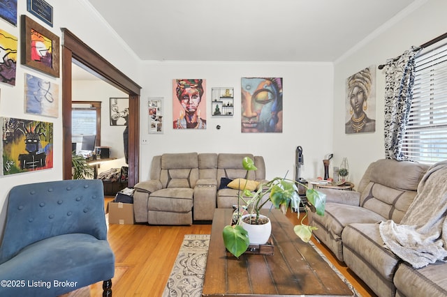 2618 S 5th St, Louisville, KY 40208 - living area featuring wood finished floors, plenty of natural light, and ornamental molding