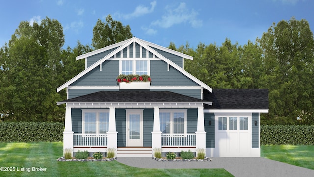 1706 N English Station Rd, Louisville, KY 40211 - view of front of property featuring a porch, roof with shingles, and a front lawn