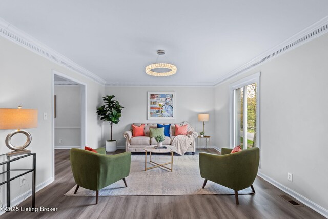 5515 Hempstead Rd, Louisville, KY 40207 - living room with wood finished floors and ornamental molding