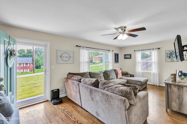 3408 Acacia Ave, Shepherdsville, KY 40165 - living room featuring wood finished floors and ceiling fan